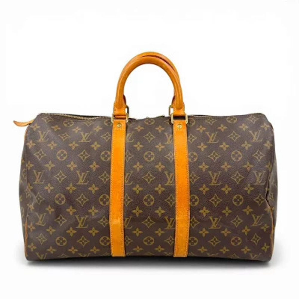 Louis Vuitton Monogram Keepall Travel Bag Canvas Leather Brown